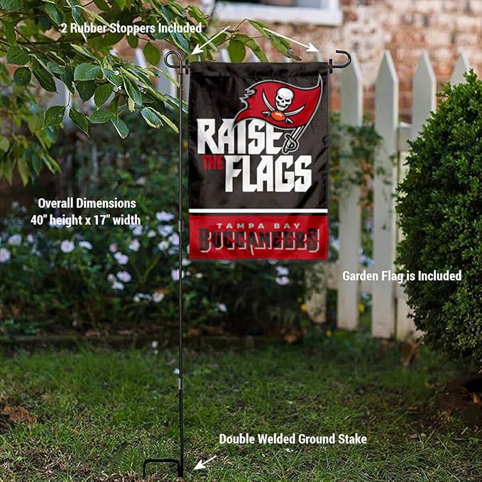 WinCraft Tampa Bay Buccaneers Raise The Flags Garden Flag and Pole Stand Holder