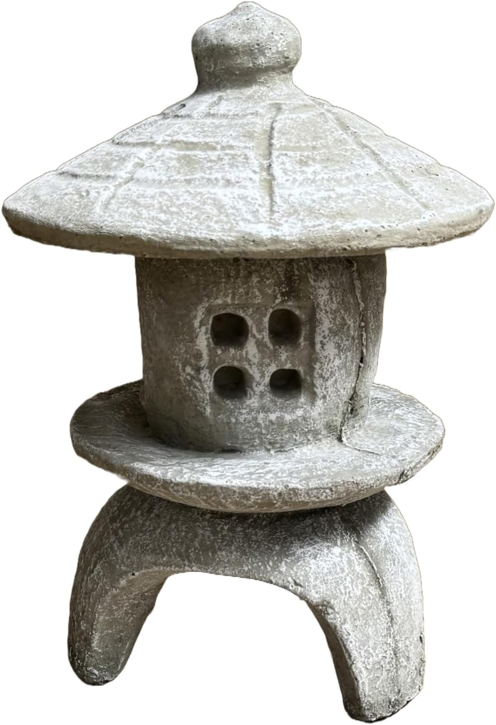 Solid Rock Stoneworks Small Round Concrete Pagoda Statue for Garden, Japanese/Chinese/Asian Style- Marble Tone Color