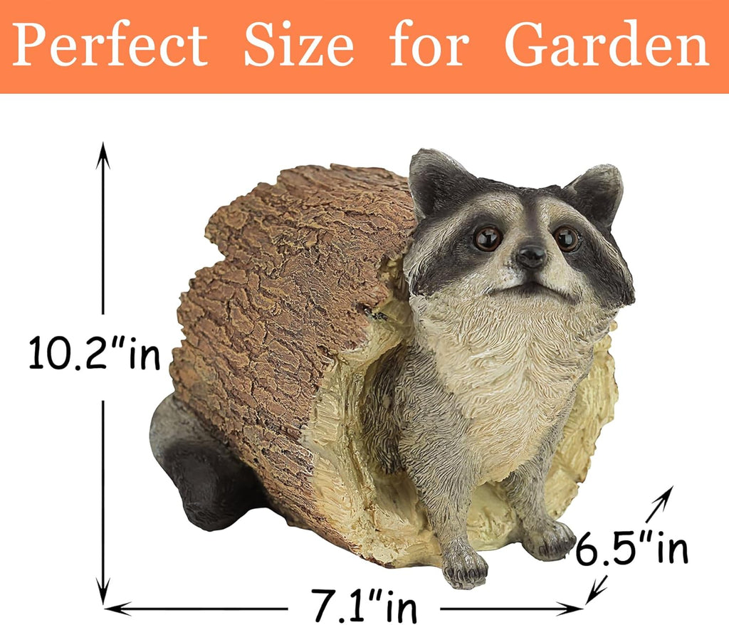 Raccoon Outdoor Animal Statue - Lifelike Raccoon Figurine, Woodland Theme Animal Decor, Home & Garden Decor Accent, Decorative Statue & Sculpture
