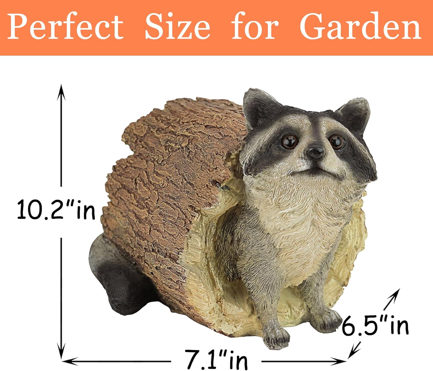 Raccoon Outdoor Animal Statue - Lifelike Raccoon Figurine, Woodland Theme Animal Decor, Home & Garden Decor Accent, Decorative Statue & Sculpture