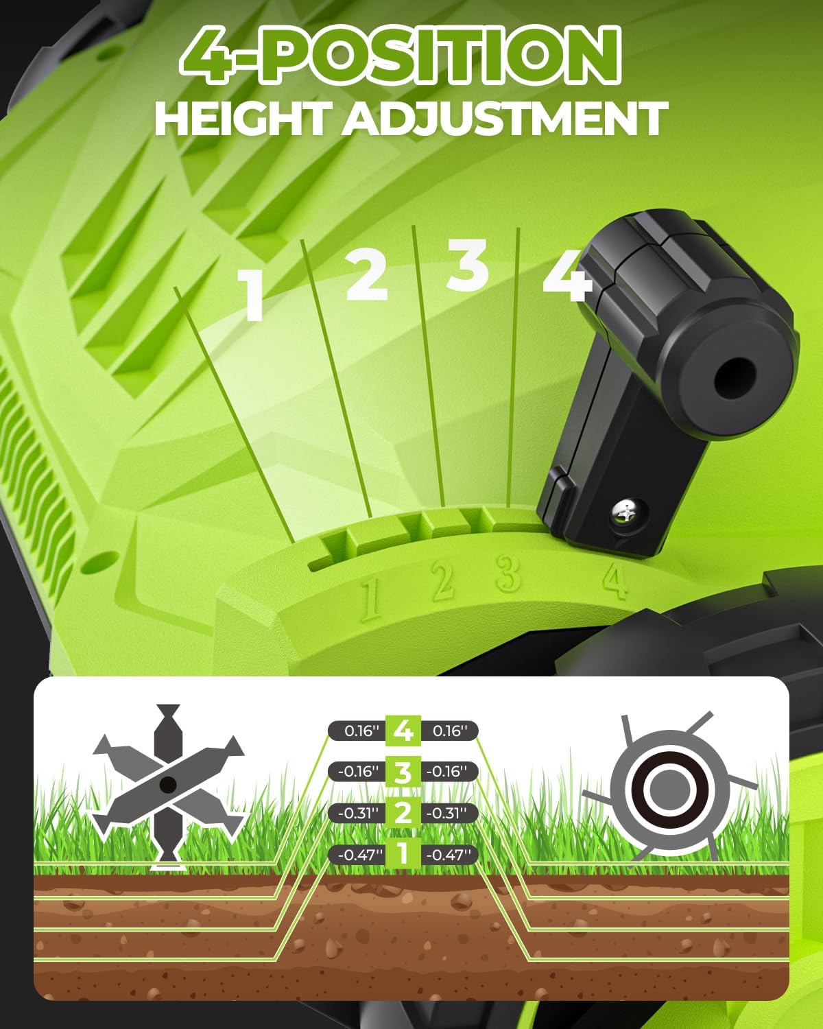 2-in-1 Electric Dethatcher and Scarifier, 13-Inch Raking & Scarifying, Turf Dethatcher & with 4-Position Height Adjustment, 14.5 gal Removable Thatch Bag for Lawn Health