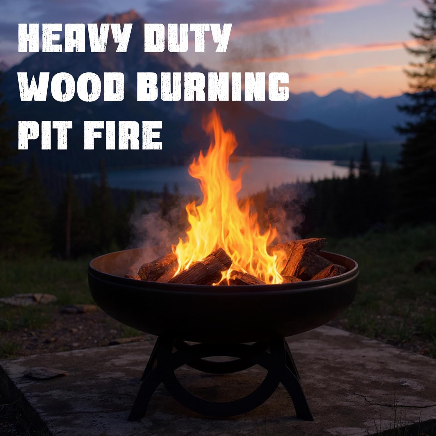 Liberty Fire Pit – Ohio Flame Wood Burning Outdoor Fire Pit - 24" Diameter with Curved Base (Made in USA)