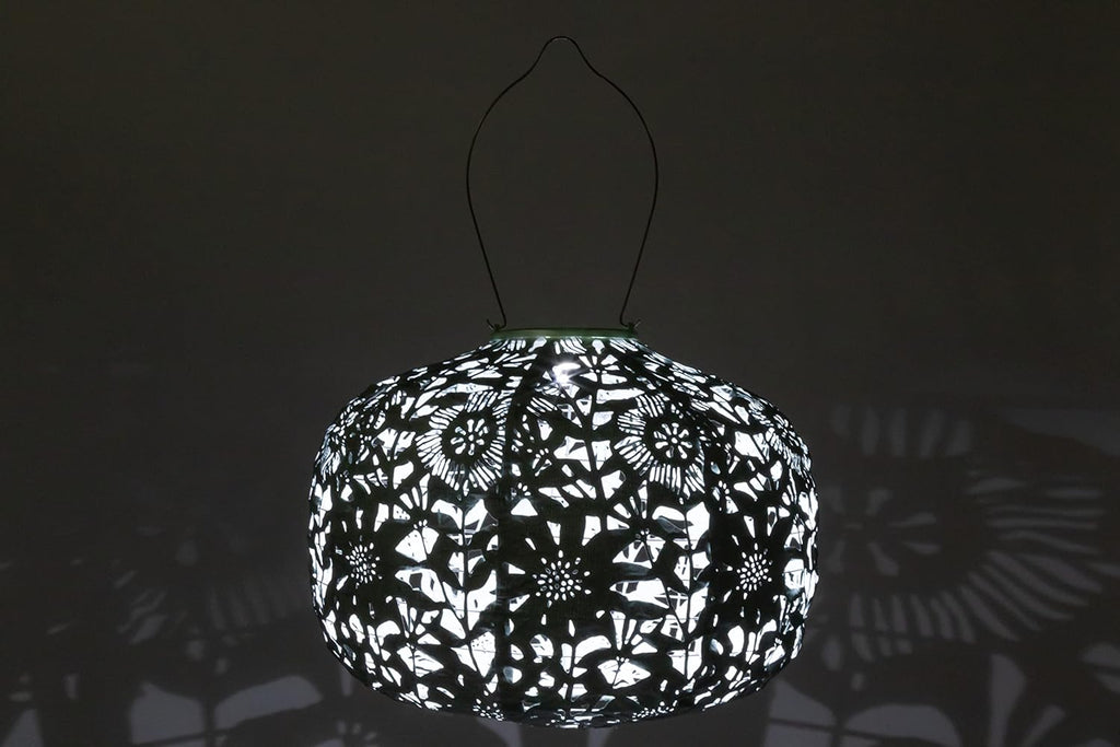 Allsop Soji Stella - Floral Punch - Square Sunflower - 11" Outdoor Solar Lantern - Sage