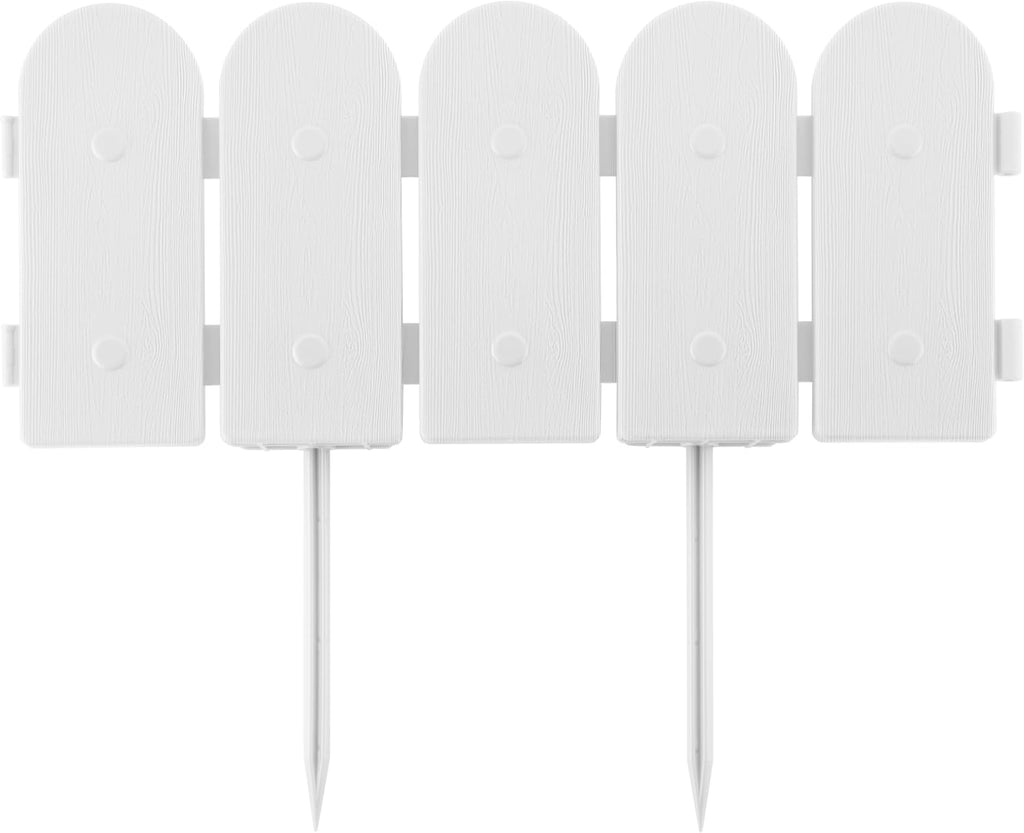 Evelyne Garden Border Edging: Wooden Fence Design - 16pcs White Yard Landscaping Fence Liner Lawn Edge Barrier - 20ft Kit of Decorative Lawn Landscape Panels Elements-Landscaping Edging-GMT-10374-D16