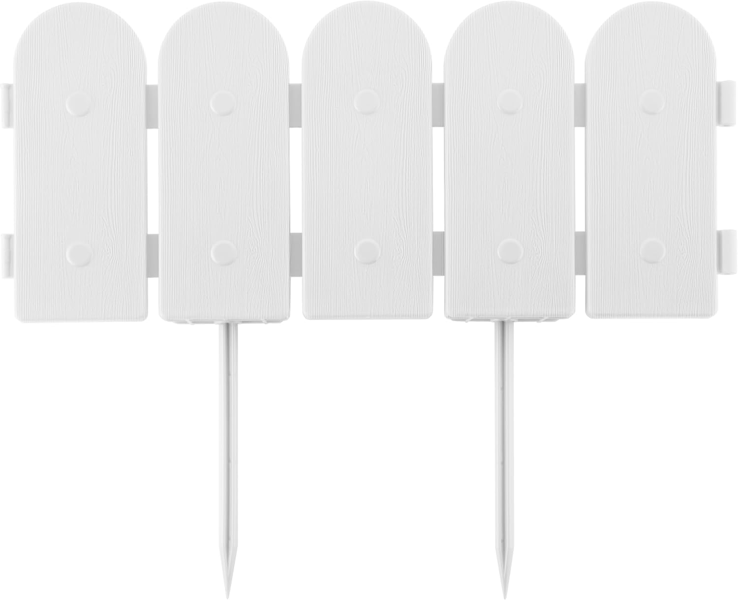 Evelyne Garden Border Edging: Wooden Fence Design - 16pcs White Yard Landscaping Fence Liner Lawn Edge Barrier - 20ft Kit of Decorative Lawn Landscape Panels Elements-Landscaping Edging-GMT-10374-D16