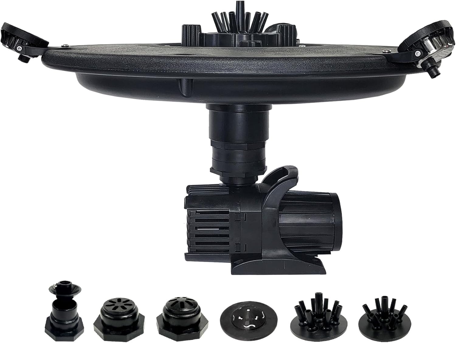 HALF OFF PONDS Floating Fountain – 1/2 HP Pond Aerator, 100' Cord – 6,100 GPH Water Pump – 9 Spray Patterns - White LED Lights - for Ponds & Water Gardens