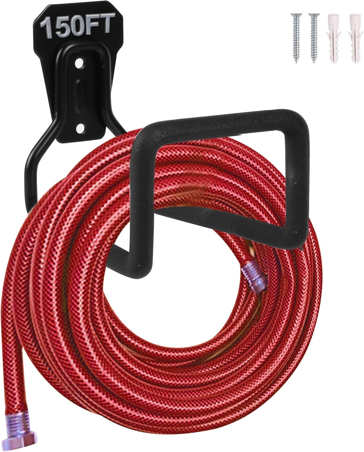 2pcs Heavy Duty Hose Hanger Garden Hose Storage Black Water Hose Holders for Outside Wall Mount Garden Hose Reel Hose Stand