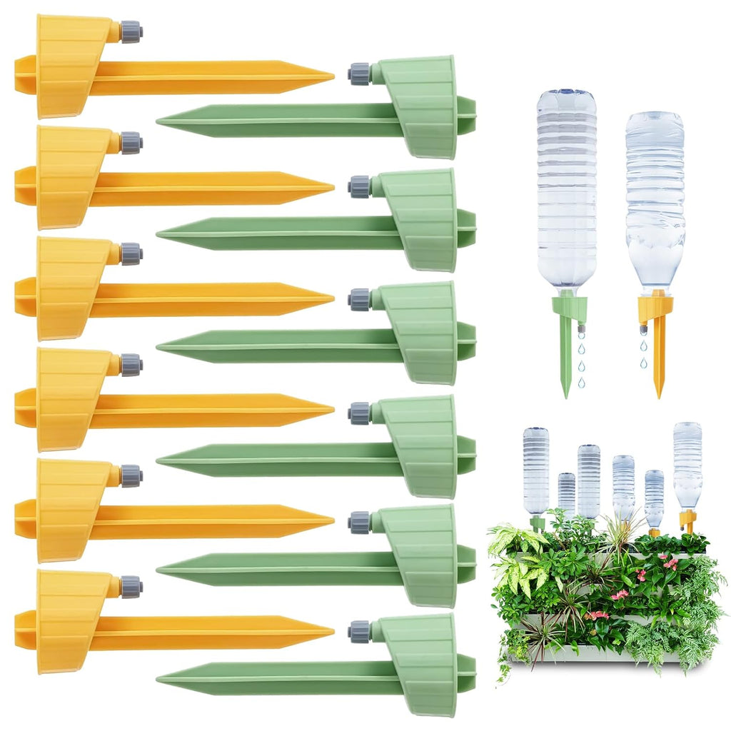 12 Pack Self Watering Spikes for Plants, Vacation Automatic Insert Irrigation Devices, Plant Water System with Adjustable Control Valve Switch Design for House Plants, Garden Plants, Office Plants