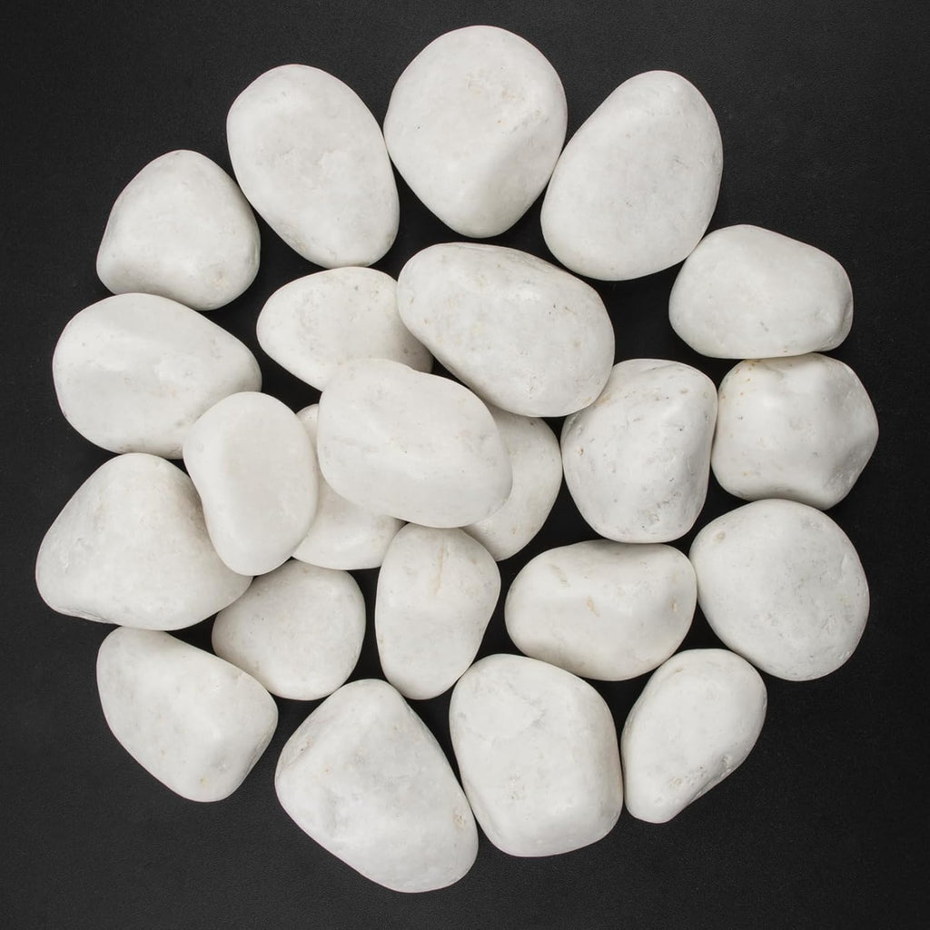 10lbs White Natural River Rocks, Polished Pebbles for Plants Garden, 2-3 inch Decorative White Stones, Ideal for Fish Tank, Vases, Crafting, Home Decor and Garden Landscaping Rocks