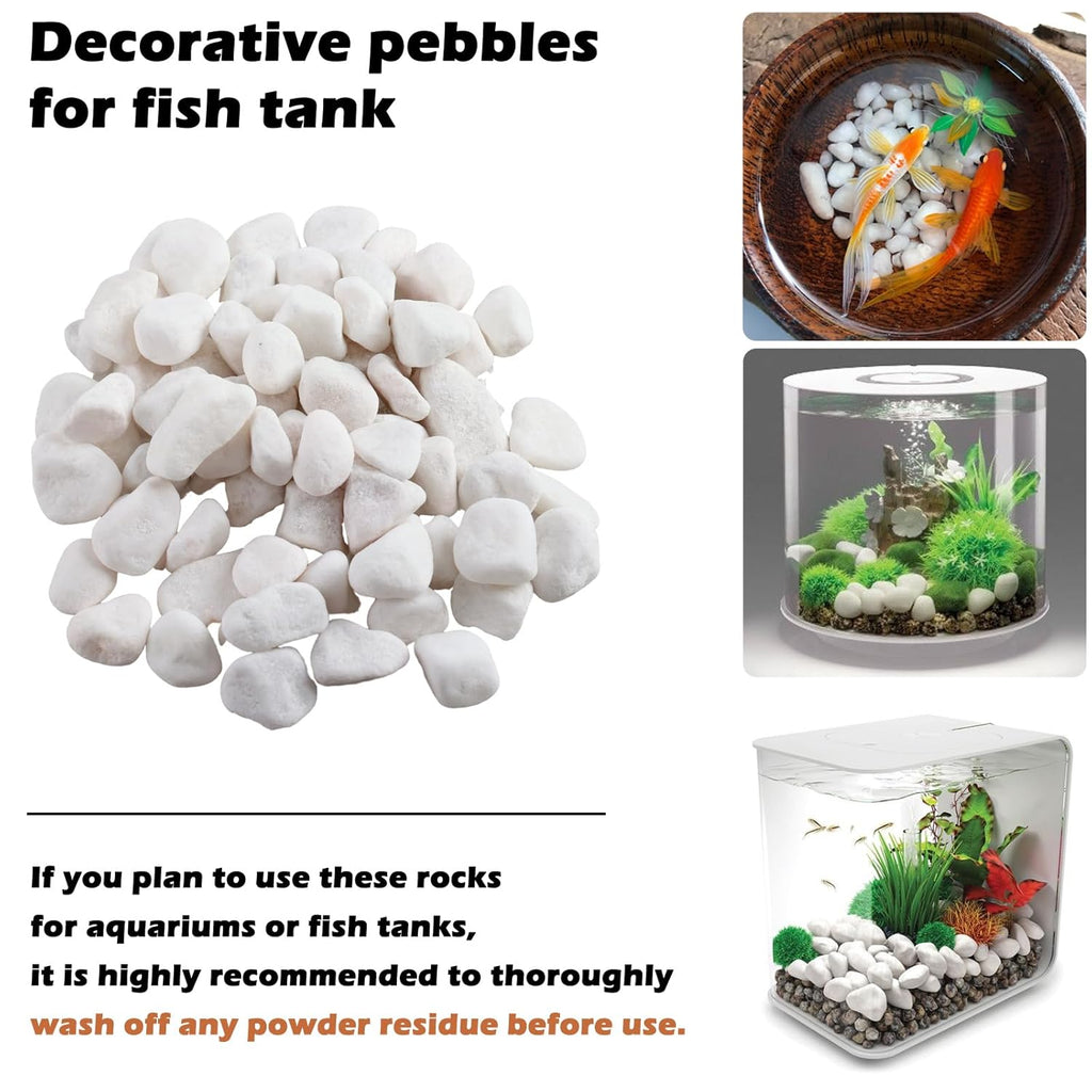 11 Lbs Natural River Rocks for Plants 0.6-0.8 inches Small White Landscaping Garden Stones White Aquarium Gravel Decorative Pebbles for Indoor Outdoor Planters Home Decor