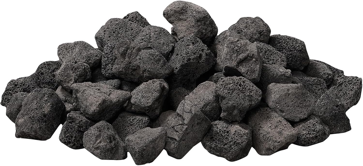 woodUS 10 lb 1.2-2 Inch Medium Black Lava Rocks for Fire Pits, Indoor Fireplaces, Outdoor Gas Fire Tables, Garden Landscaping Decoration