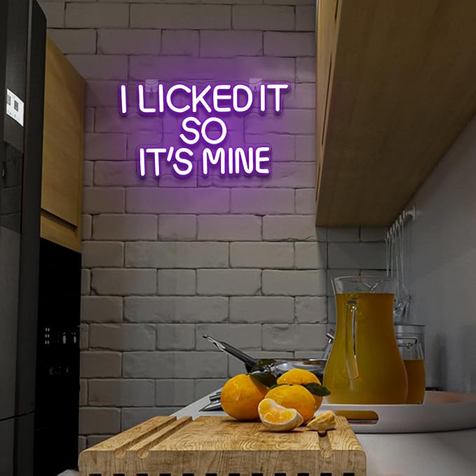 WLHOPE I Licked It So It's Mine Neon Sign Purple LED Neon Signs for Wall Decor, USB Connectivity Sexy Licked Neon Light for Bedroom Home Bar Club Hotel Party,Ice Cream Shop Dessert Store Neon Decor