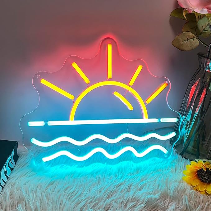 Sunset Sunrise Neon Sign, Neon Signs for Wall Decor Dimmable LED Neon Light Sign for Beach Bedroom Living Room Wedding Bar Party Home Room Decor