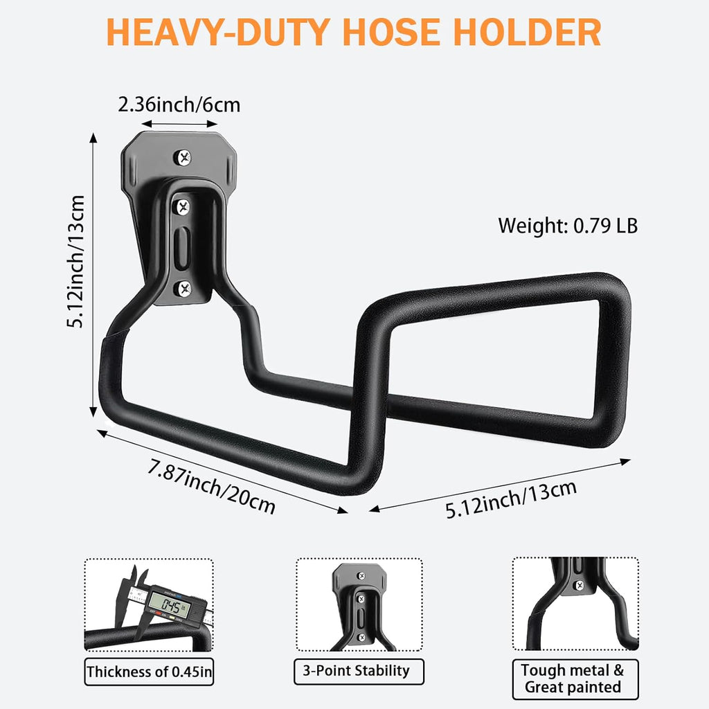 Water Hose Holder, 1 Pack Heavy Duty Wall Mount, Metal Hose Reel, Sturdy Hose Hanger Rack Stand for Outdoor Yard & Garage Storag