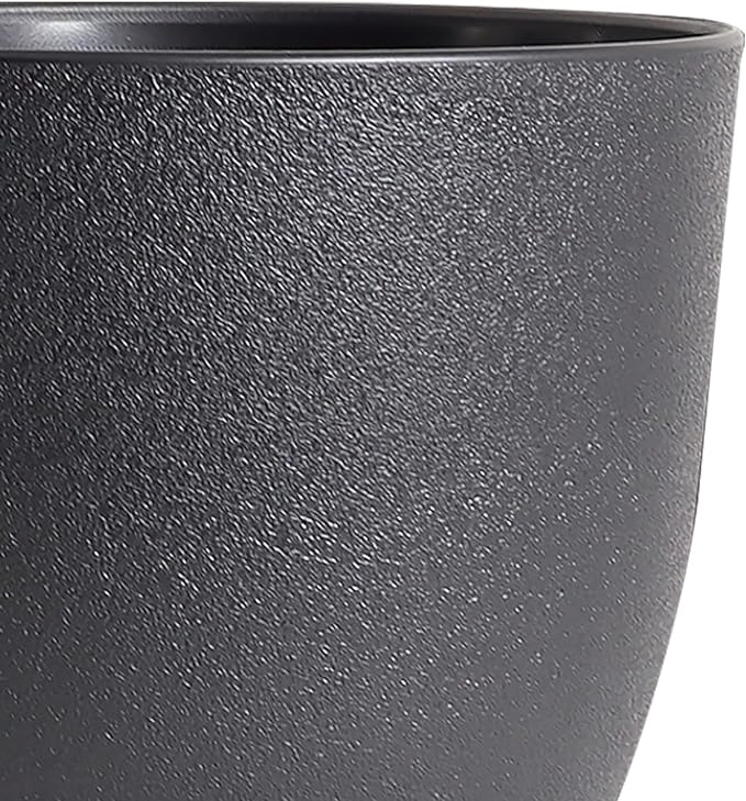 10/9/8 inch Medium Plant Pots, 3 Pack Modern Decorative Plastic Planters with Drainage Holes and Saucers, Flower Pots for Indoor Outdoor Plants, Black