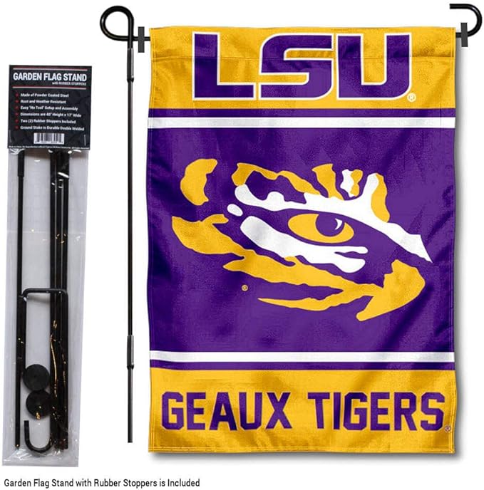 College Flags & Banners Co. Louisiana State LSU Tigers Garden Flag with Stand Holder