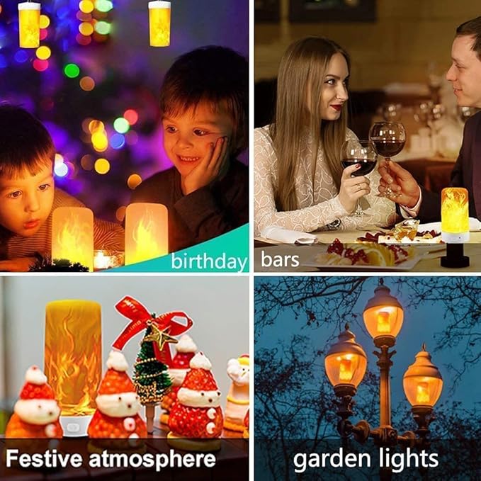Led Flame Light,USB Rechargeable LED Fire Candles Outdoor Hanging Lamps with Remote for Home Party Halloween Christmas Decoration (Warm White)