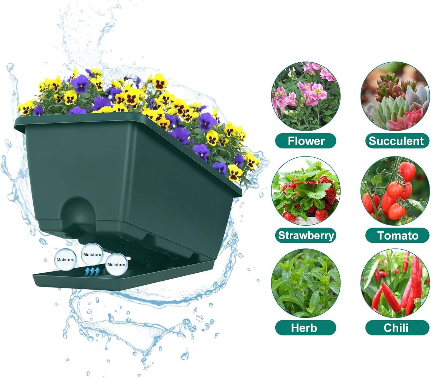 smusei 4 Pack Railing Planter Box Window Boxes Planters, 17'' Rectangular Deck Railing Planter Balcony Hanging Planters with Adjustable Flower Box Brackets for Fence Outdoor Patio Porch