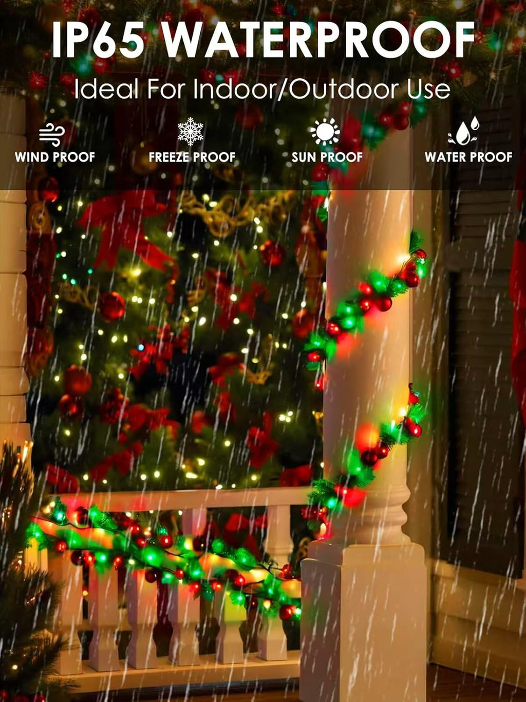 Red Green Solar Christmas Lights Outdoor Decorations Waterproof, Tatal 4 Pack 400LED 132FT Solar String Lights Green Wire with 8 Modes, Christmas Fairy Light for Xmas Tree Party Wedding Garden Decor