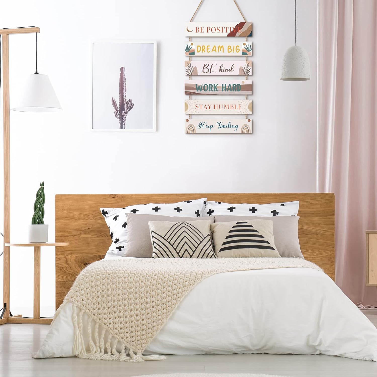 6 Pieces Rustic Wall Hanging Plaque Sign Inspirational Wall Art Farmhouse Wooden Door Signs Positive Plaque with Quotes Motivational Quote Decor for Office Bedroom Living Room(Cute Style)