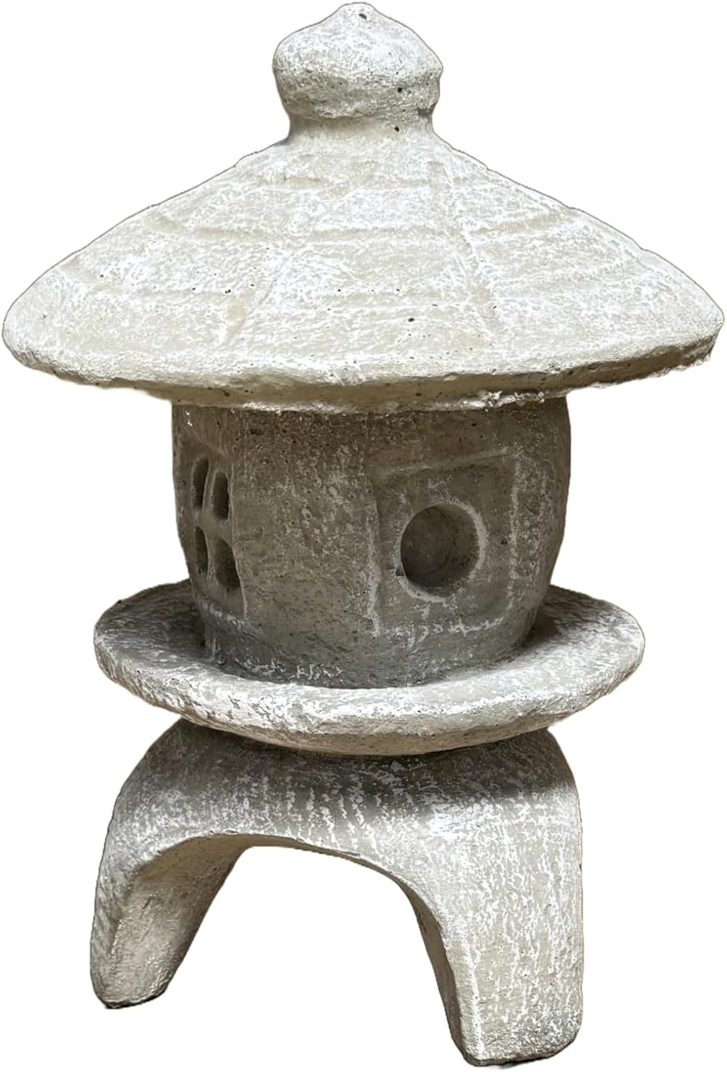 Solid Rock Stoneworks Small Round Concrete Pagoda Statue for Garden, Japanese/Chinese/Asian Style- Marble Tone Color
