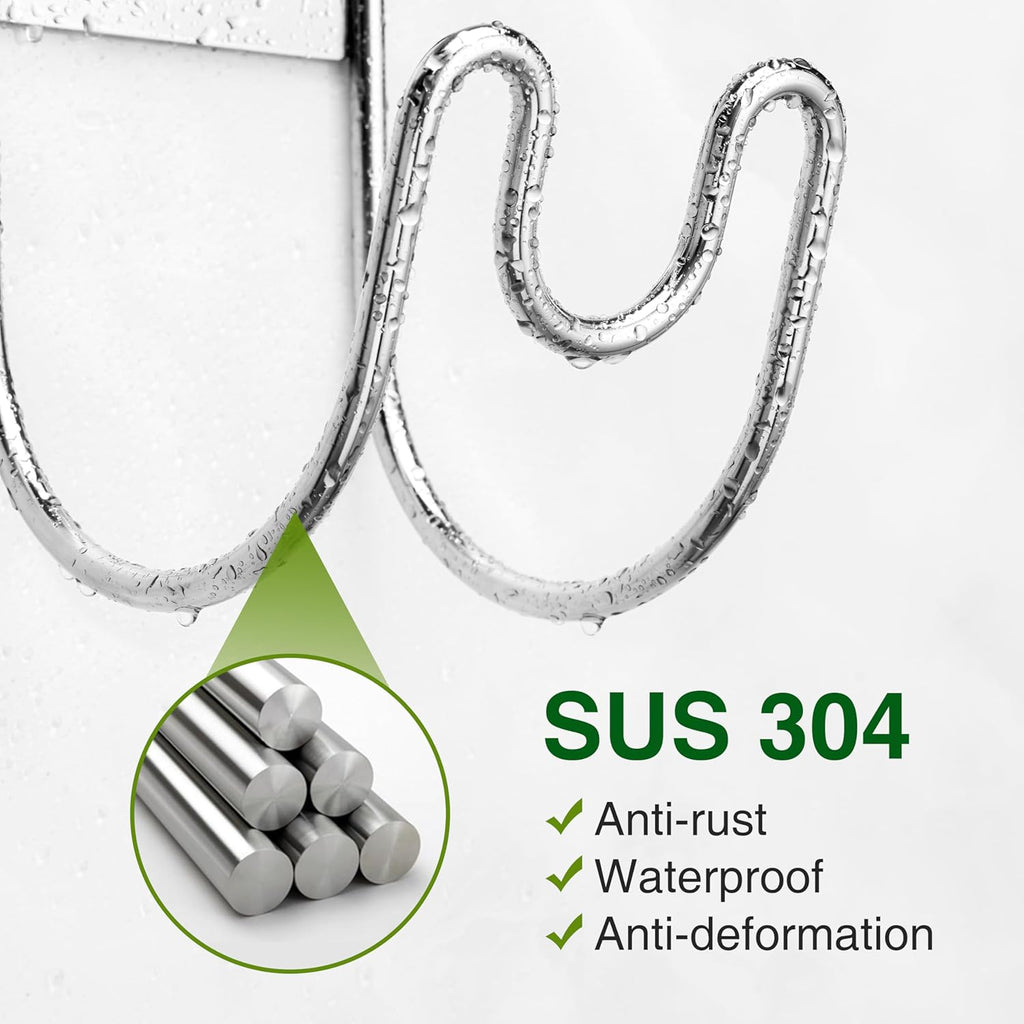 Stainless Steel Garden Hose Holder - Silver SS304 Water Hose Holder - Wall Mounted Hose Hanger Heavy Duty for Water Hose Extension Cords Vacuum Hose, Anti-Rust.