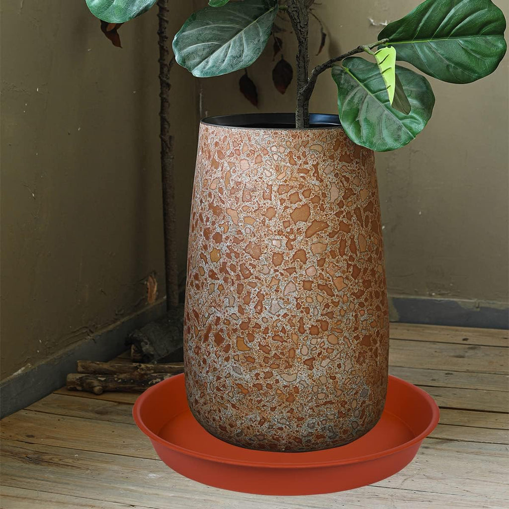 2 Pack of Extra Large Plant Saucer 24 26 inch (22.5 inch Base), 4.2" Depth, Plastic Birdbath Bowl for Indoors Outdoor, Deep Heavy Duty Plant Saucer Dish for Garden (26", Terracotta)