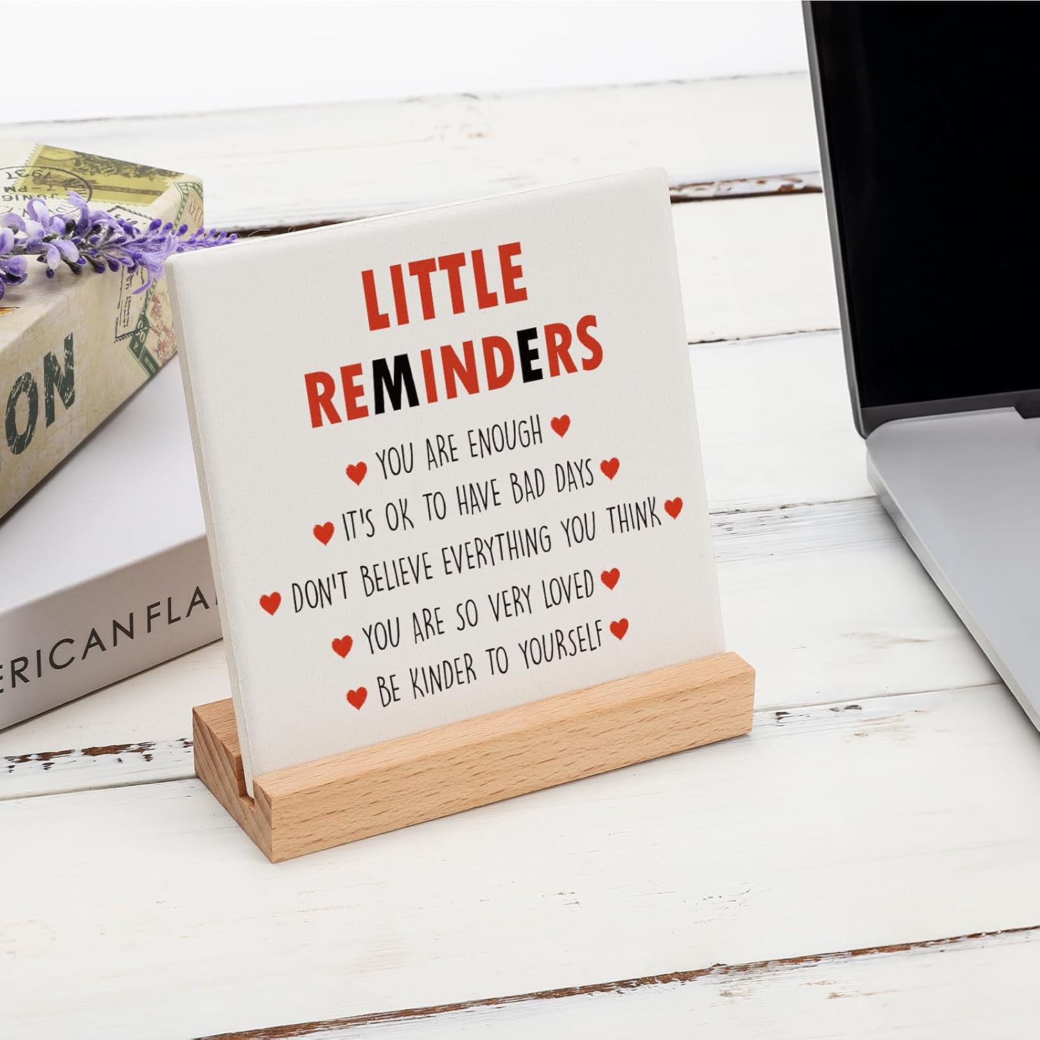 Inspirational Decor Motivational Gifts for women Christmas Birthday, Positive Mental Health Gifts for Her Teenage Girls Boys You are Enough Encouragement Plaque Little Reminders for Office Home