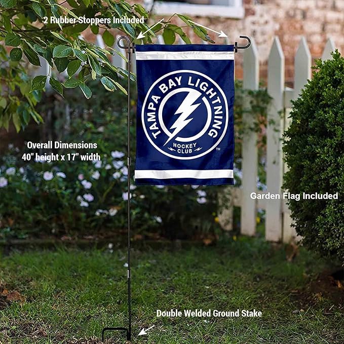 WinCraft Tampa Bay Lightning Circle Logo Garden Flag and Pole Stand Holder