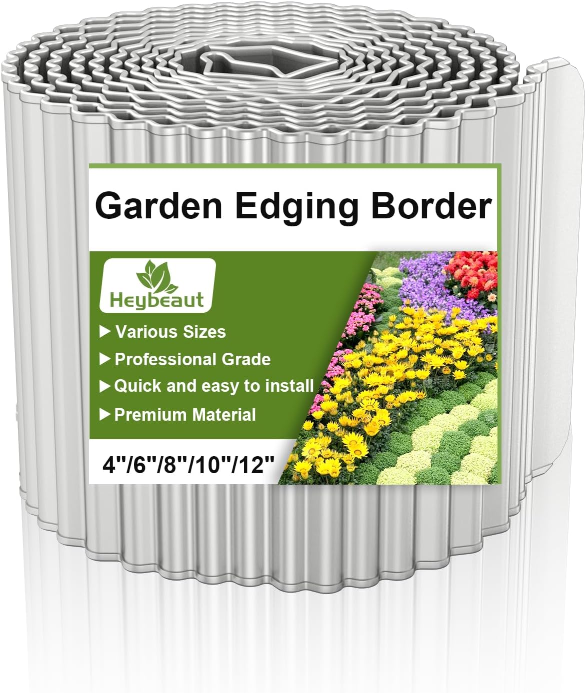 Corrugated Metal Garden Edging - 10" x20' Galvanized Steel Border, Durability Easy to Cut, Easy Installation & Stability, Ideal for DIY Flower Beds, Pathways and Patio Design Silver