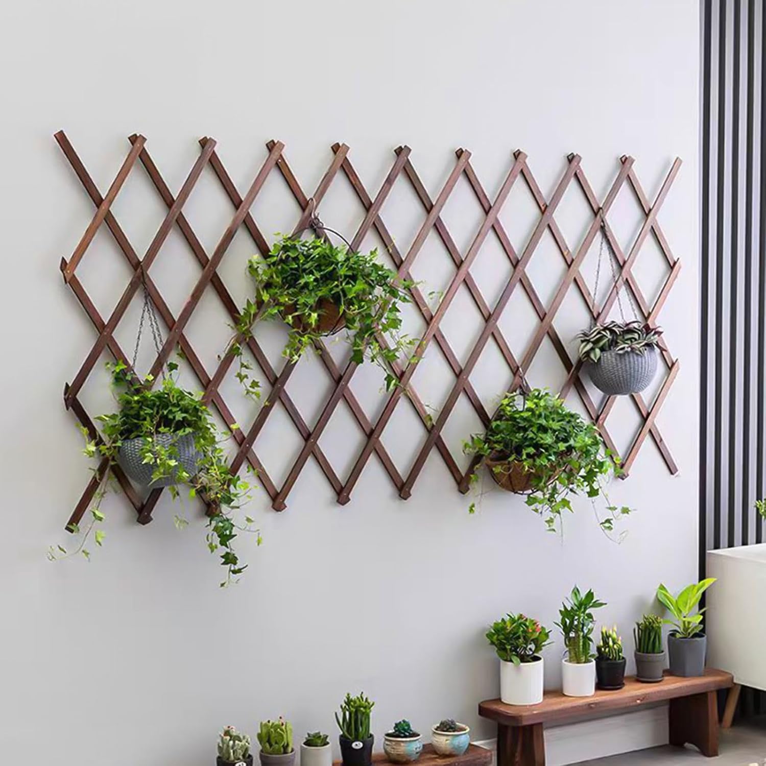 4 PCS Expandable Garden Trellis, 37" x 90" Trellis for Climbing Plants Outdoor, Wooden Lattice Fence Wall Panel Lattice Panels for Outside, for Climbing Plants Vine Ivy Rose Cucumbers Clematis