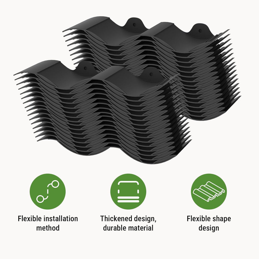 Mars Villa Landscape Edging 30FT Garden Edging, Interlocking Landscape Edging 5.9 in Landscape Edging Border Plastic Flower Bed Border for Yard, Lawn, Flower Bed, Fence, Pathway (Black,24Pcs)