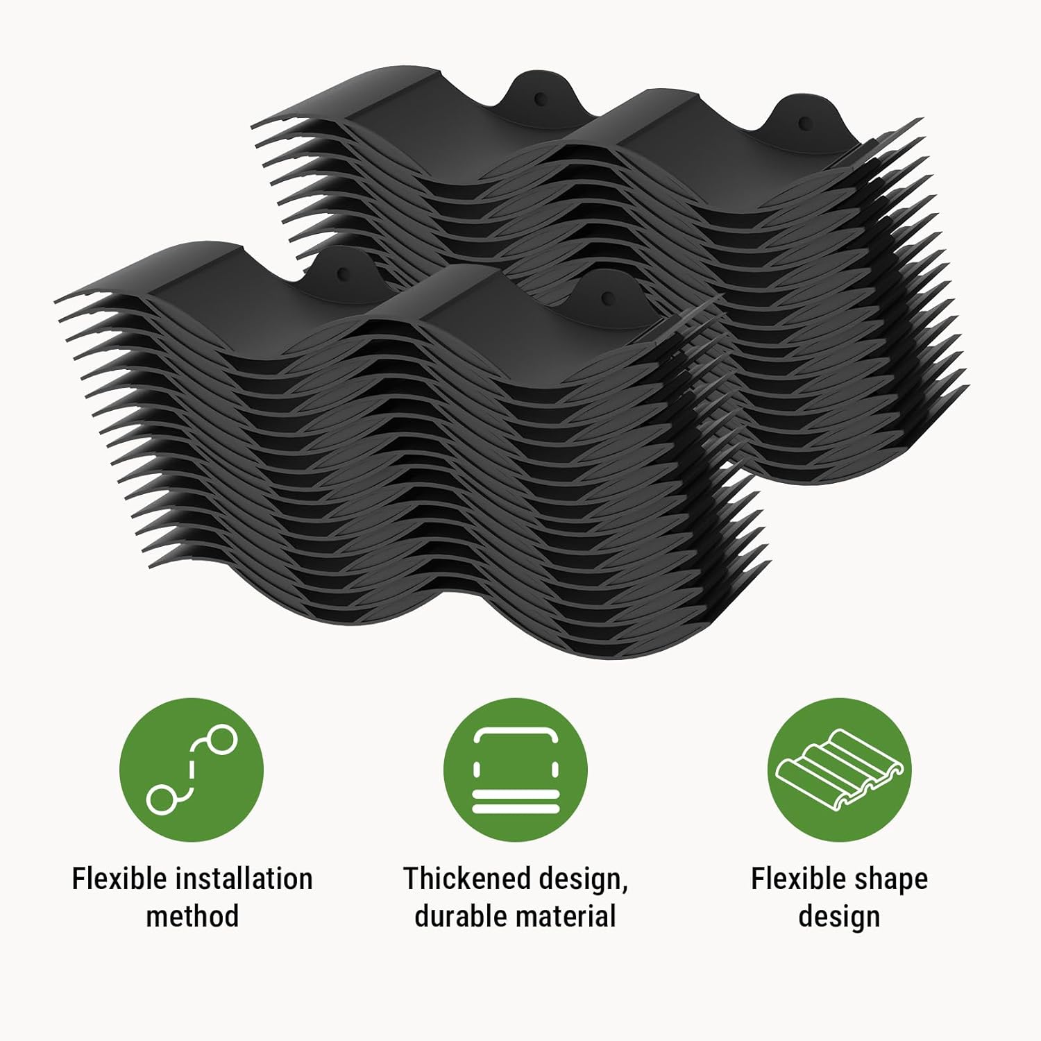 Mars Villa Landscape Edging 30FT Garden Edging, Interlocking Landscape Edging 5.9 in Landscape Edging Border Plastic Flower Bed Border for Yard, Lawn, Flower Bed, Fence, Pathway (Black,24Pcs)