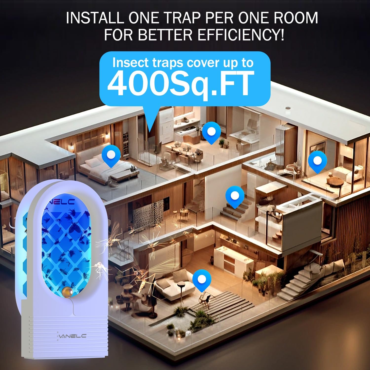 10 Pack Refills for Flying Insect Trap, Indoor Fly Trap for Moth, Gnat Killer Indoor, Bug Killer (Device Not Included) (Refill - 10 Double Sided Glue Cards)