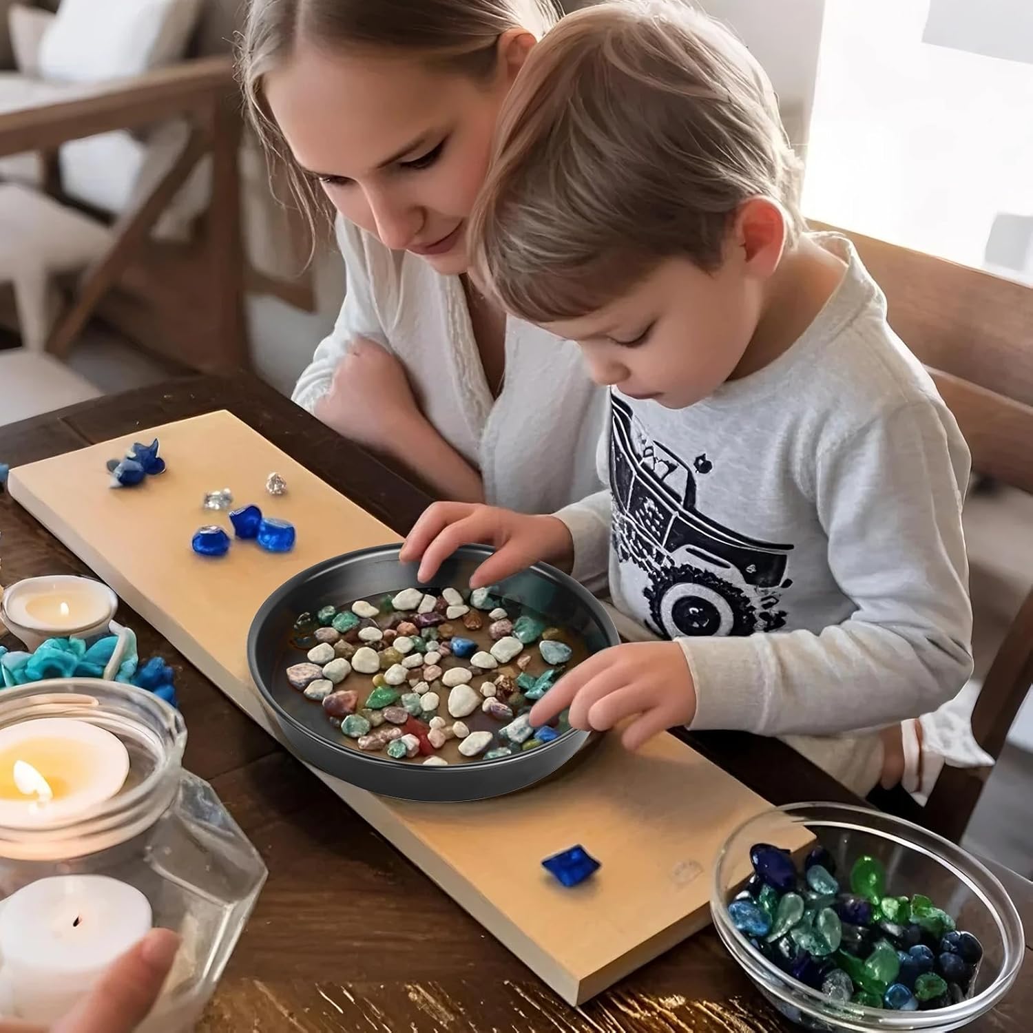 6Pcs Round Stepping Stone Mold, 3 Size Cement Molds for Concrete, 10" 11.4" 12.6" Plastic Concrete Molds for Casting Garden Pavement and Walkway