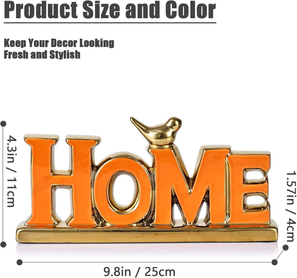 XMGZQ Love Sign Decoration,Orange and Gold Love Signs for Home Decor,Small Bird Sculpture Personalized Decor,Orange Style Figurine Decorative Ornaments for Living Room,Bedroom,Desktop,Cabinets