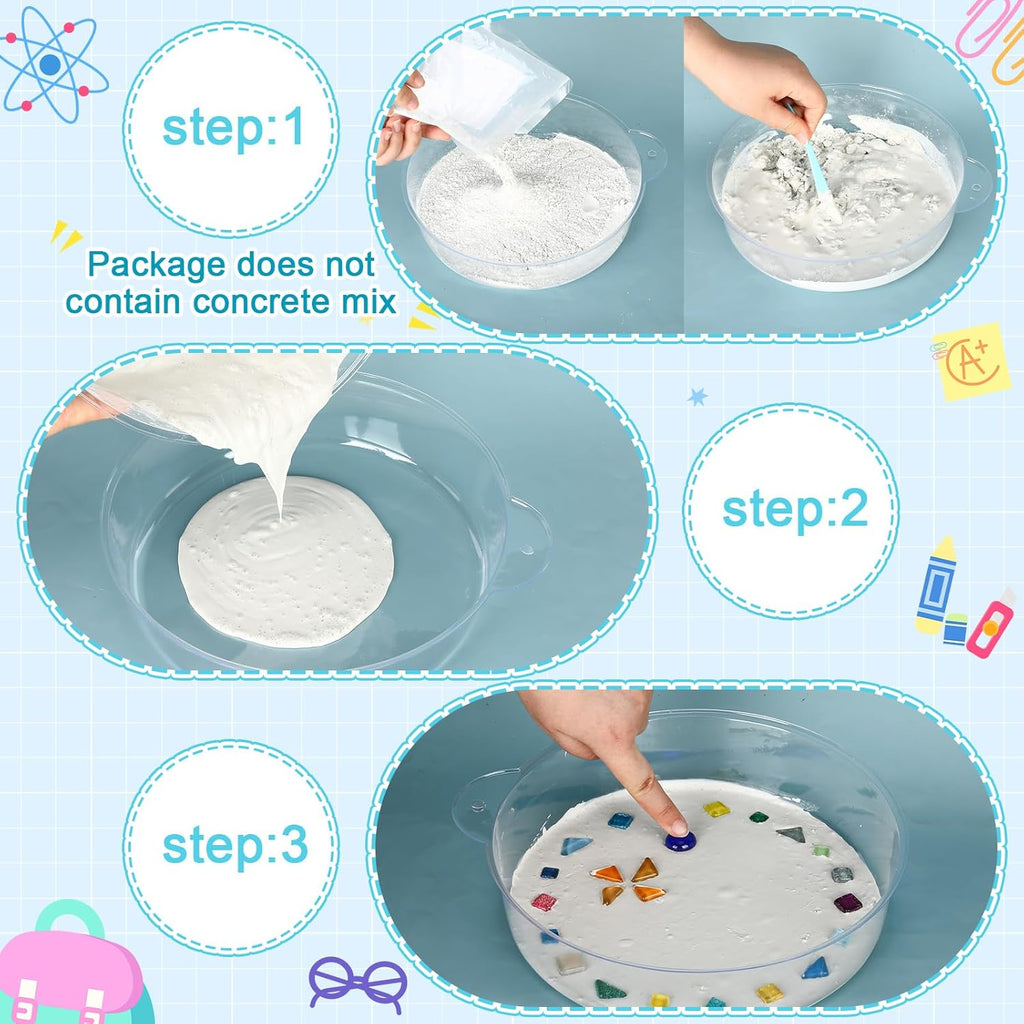 24 Pcs Stepping Stone Kit Includes Concrete Mold, Mosaic Tiles and Carving Tools, DIY Craft Handmade Stepping Stone Kit for Kids, Family, Garden Outdoor Decor, No Concrete Mix (Round,12 Inch)