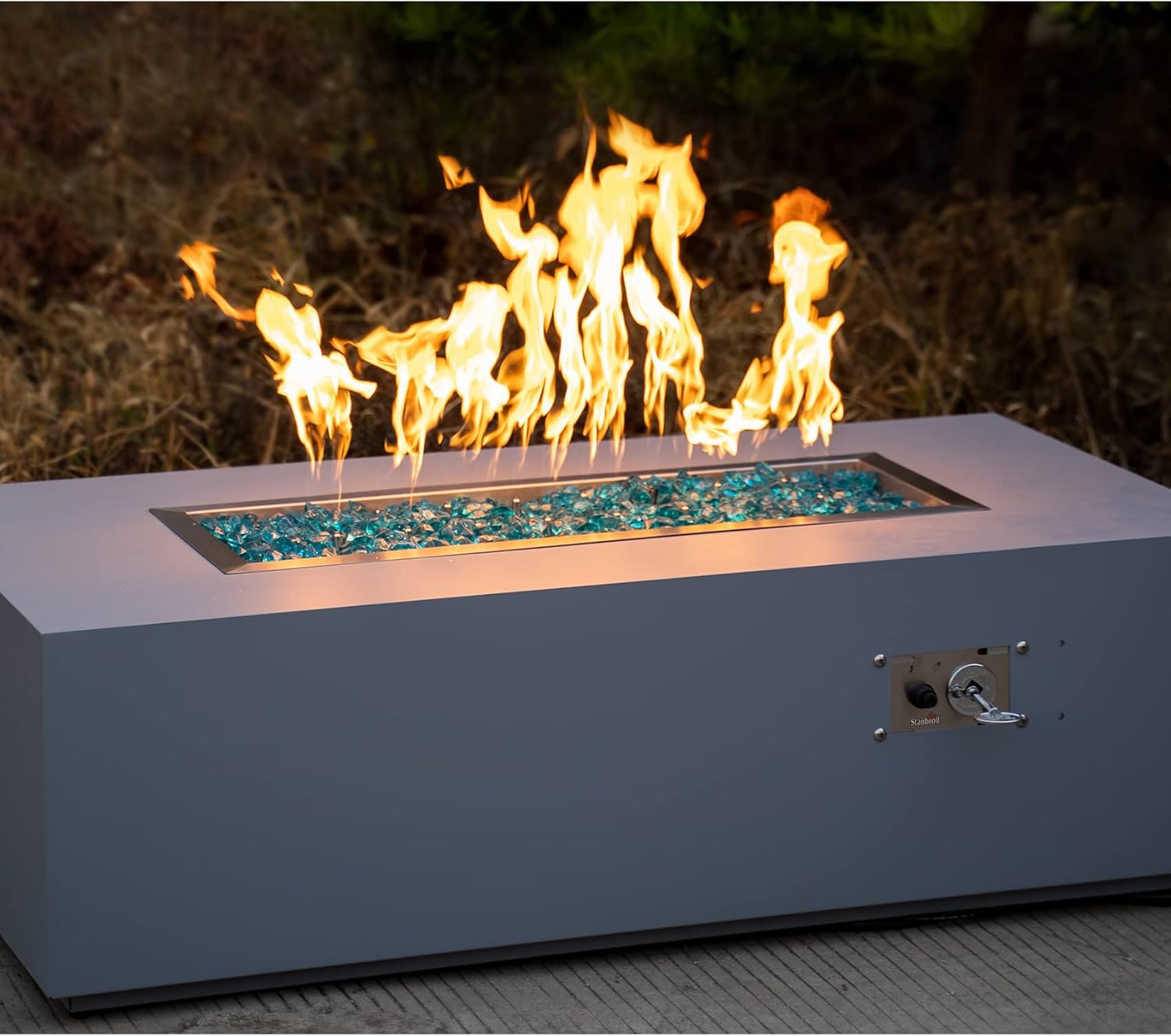 Stanbroil 30 x 10 Inch Upgrade Rectangle Fire Pit Pan with Jet Burner,304 Stainless Steel Natural & Propane Gas Firepits for Outside,High Flame,125,000 BTU Max