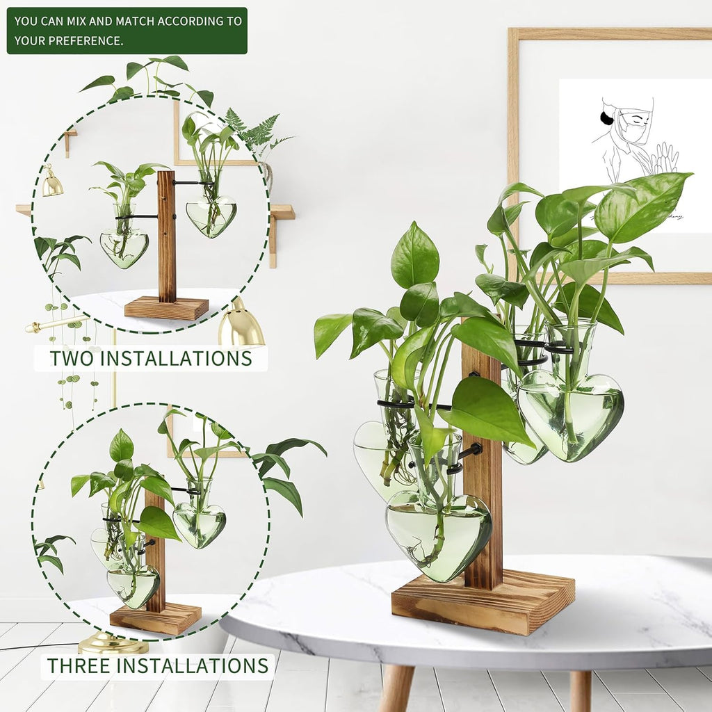 Plants Propagation Stations Plant Terrarium Kit Glass Planters for Indoor Plants House Plant Accessories Gift for Women - 4 Love Bulb Vase