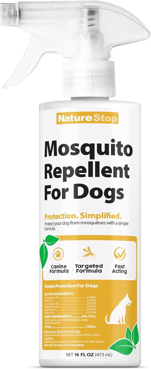 Mosquito Repellent Spray for Dogs, DEET-Free & Pet-Safe Bug Spray for Outdoor Protection, 16 oz (475mL)