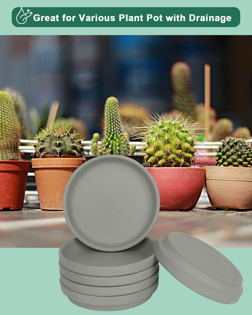 vensovo 3 Inch Grey Terracotta Plant Saucer Pots Tray - 12 pcs Mini Planter Saucers for Indoor & Outdoor Plants, Small Clay Trays Perfect for 2 Inch 2.5Inch Flower Pot