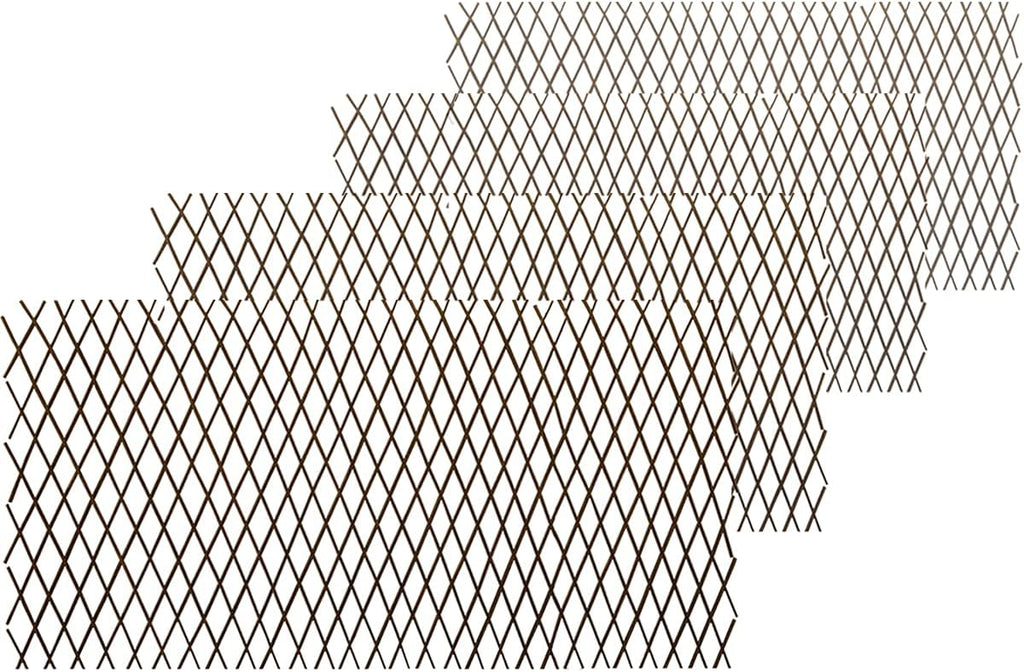 Natural Lattice Willow Trellis Fence for Climbing Plants,Expandable Garden Fence Wall Panel, Outdoor Decorative Wood Fence (4 Pieces)