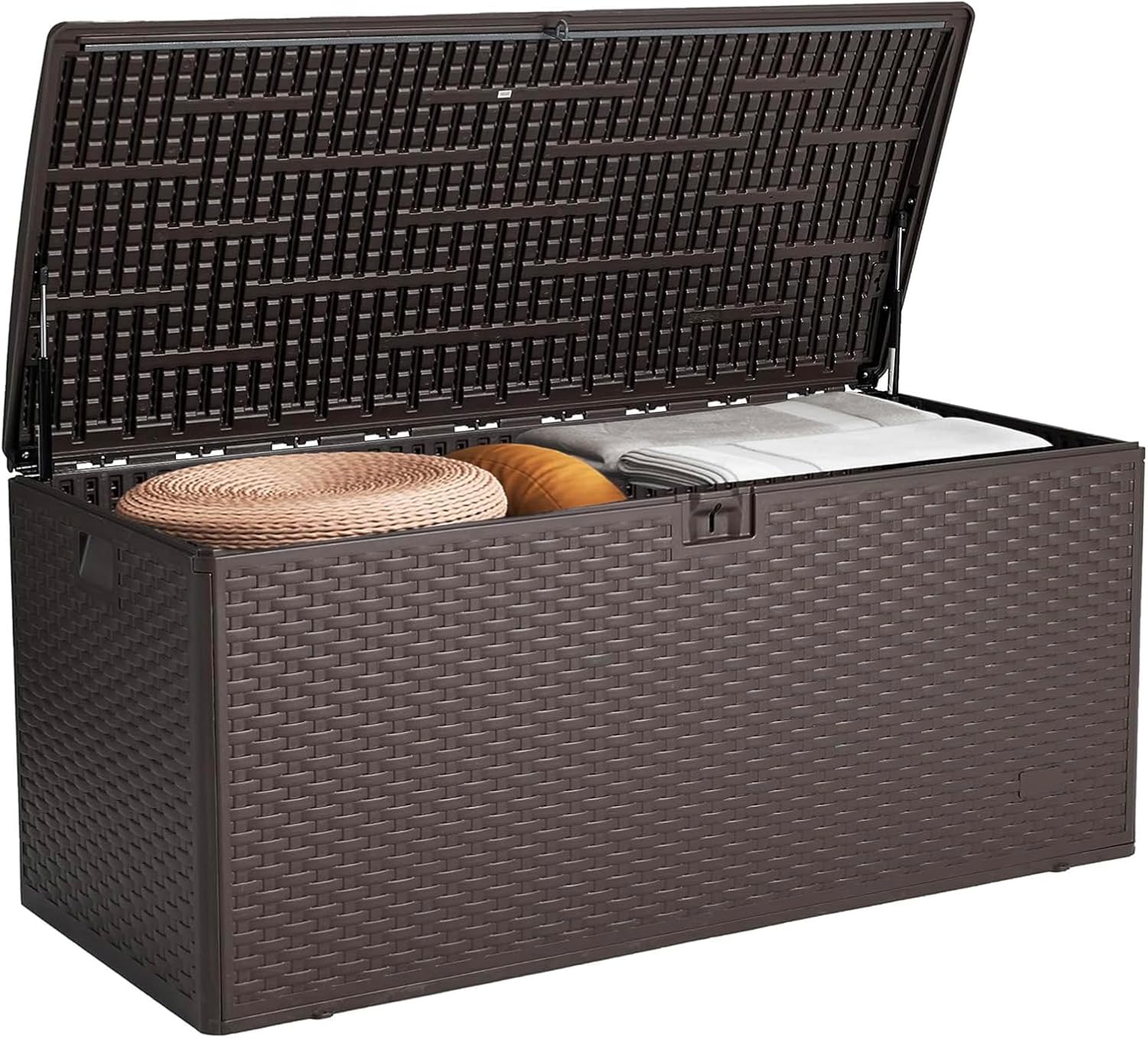 150 Gallon Large Resin Outdoor Storage Box,Waterproof Deck box for Patio Furniture,Garden Tools,Lockable Patio Storage Box,Blow-Molded HDPE