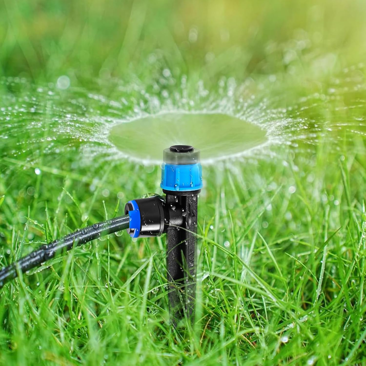 10PCS 1/4 inch Tubing Drip Irrigation Emitters Sprayer,360 Degree Drip Emitter Sprayer with Stake, Irrigation Dripper Sprinklers for Drip Irrigation System