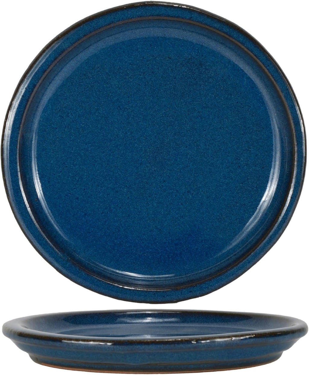 W&W Ceramic Plant Saucer - Plant Trays for Indoor Pots(Blue, 13 inches, 2 Packs)