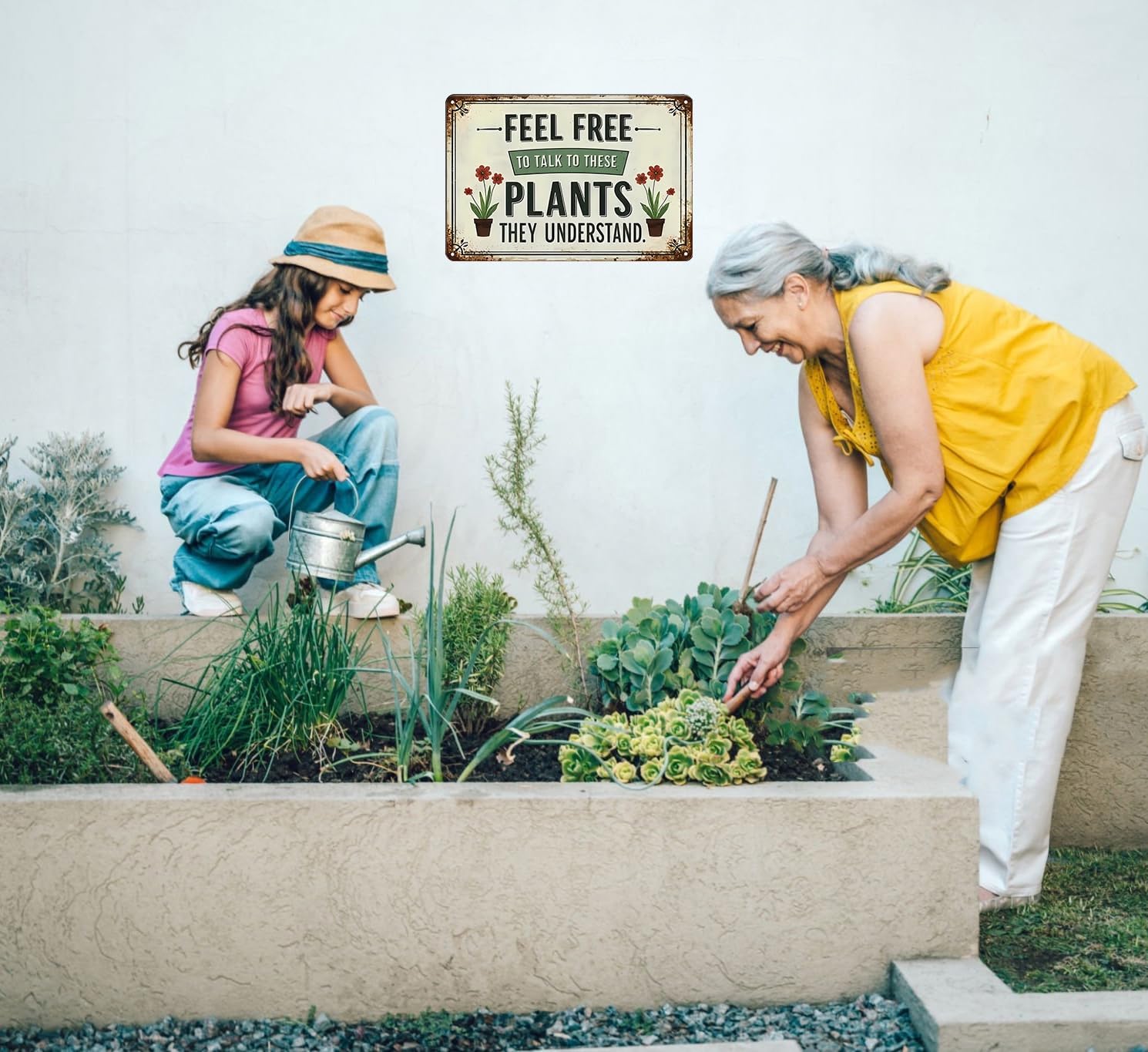 Bestylez Garden Gifts Feel Free to Talk with These Plants They Understand Vintage Gardening Signs for Home Garden Greenhouse Living Room Bedroom Yard Outdoor Decor 8X12 Inch (3373)