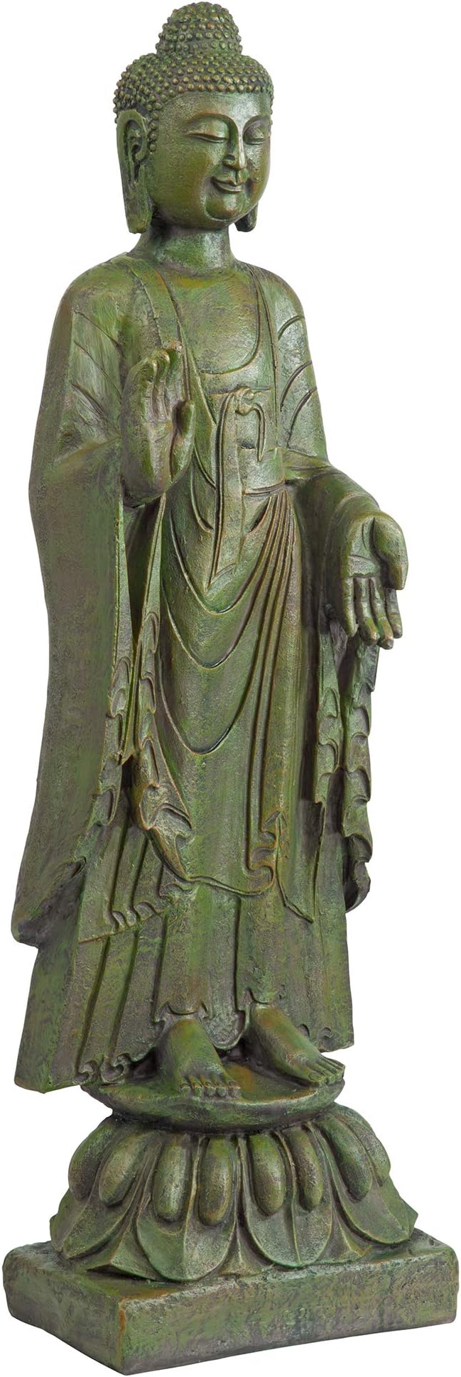 Design Toscano Enlightened One Asian Decor Indoor/Outdoor Garden Statue, 12 inches Wide, 40 inches Tall, Cast Stone Resin, Green Bronze Finish