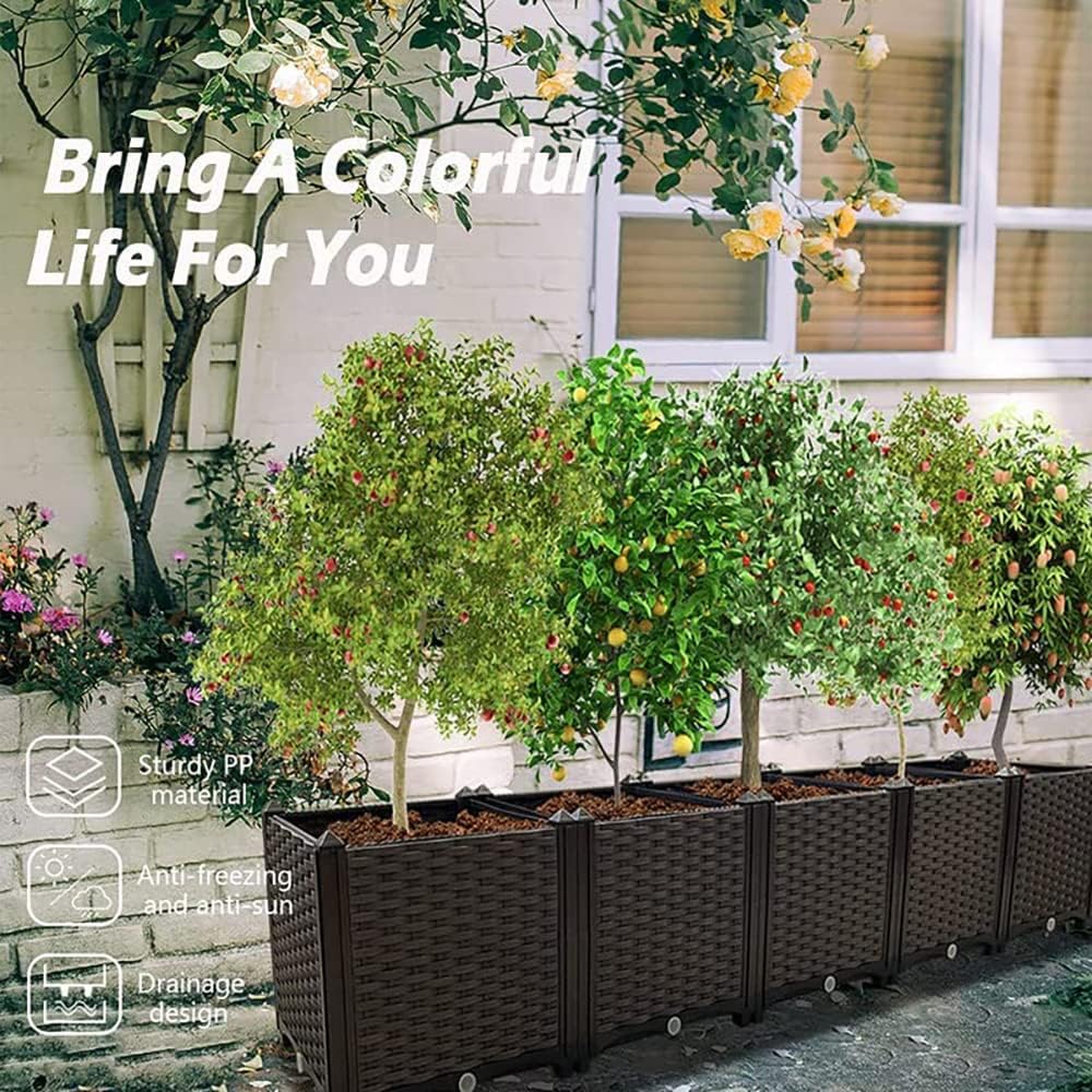 Large Planters for Outdoor Plants Raised Garden Bed Elevated Rectangular Garden Box Kits for Gardening, Vegetables, Flowers and Herbs in Backyard Patio Balcony