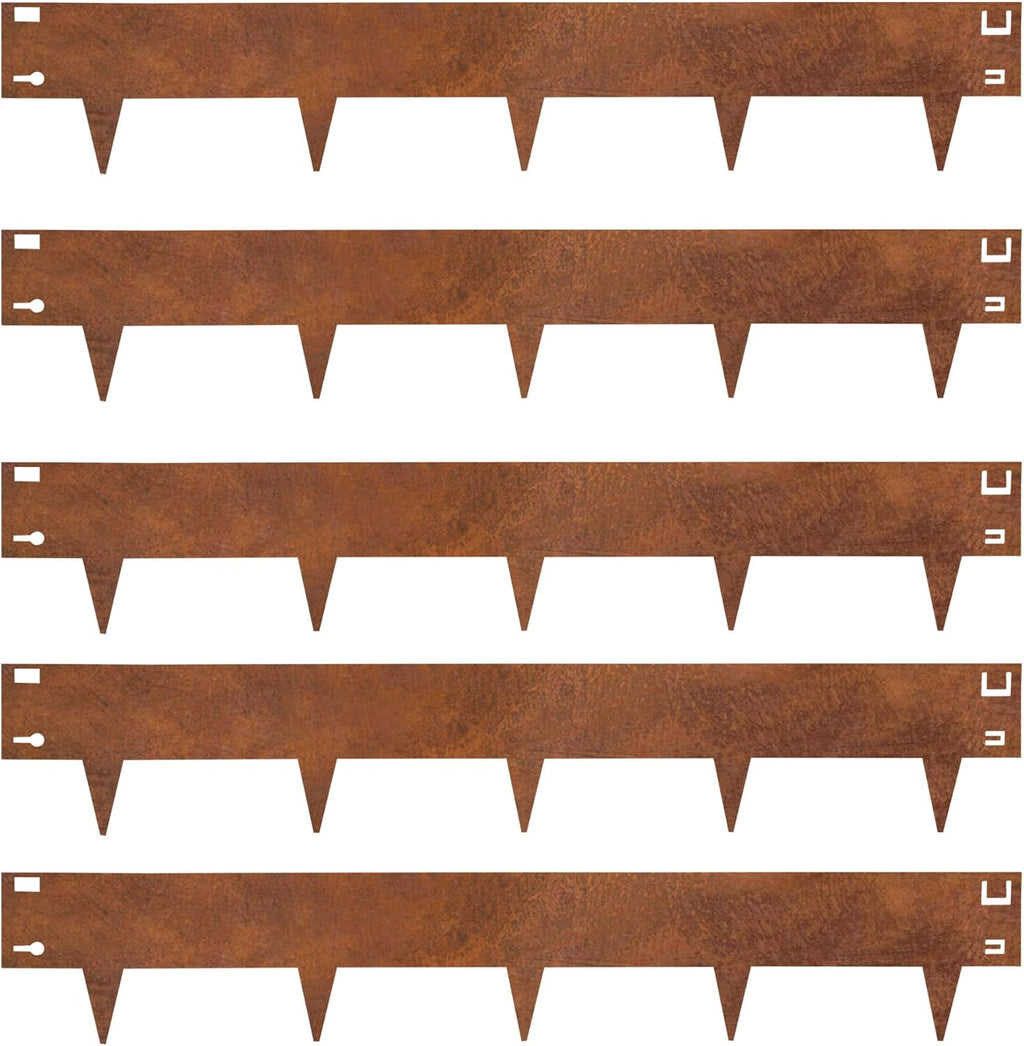 Corten Steel Rust Landscape Edging Border, 5 Pack 42”L x 7”H Weather Resistant Bendable Metal Garden Lawn Edging for Landscaping, Yard Pathway (16.5 Ft Total)