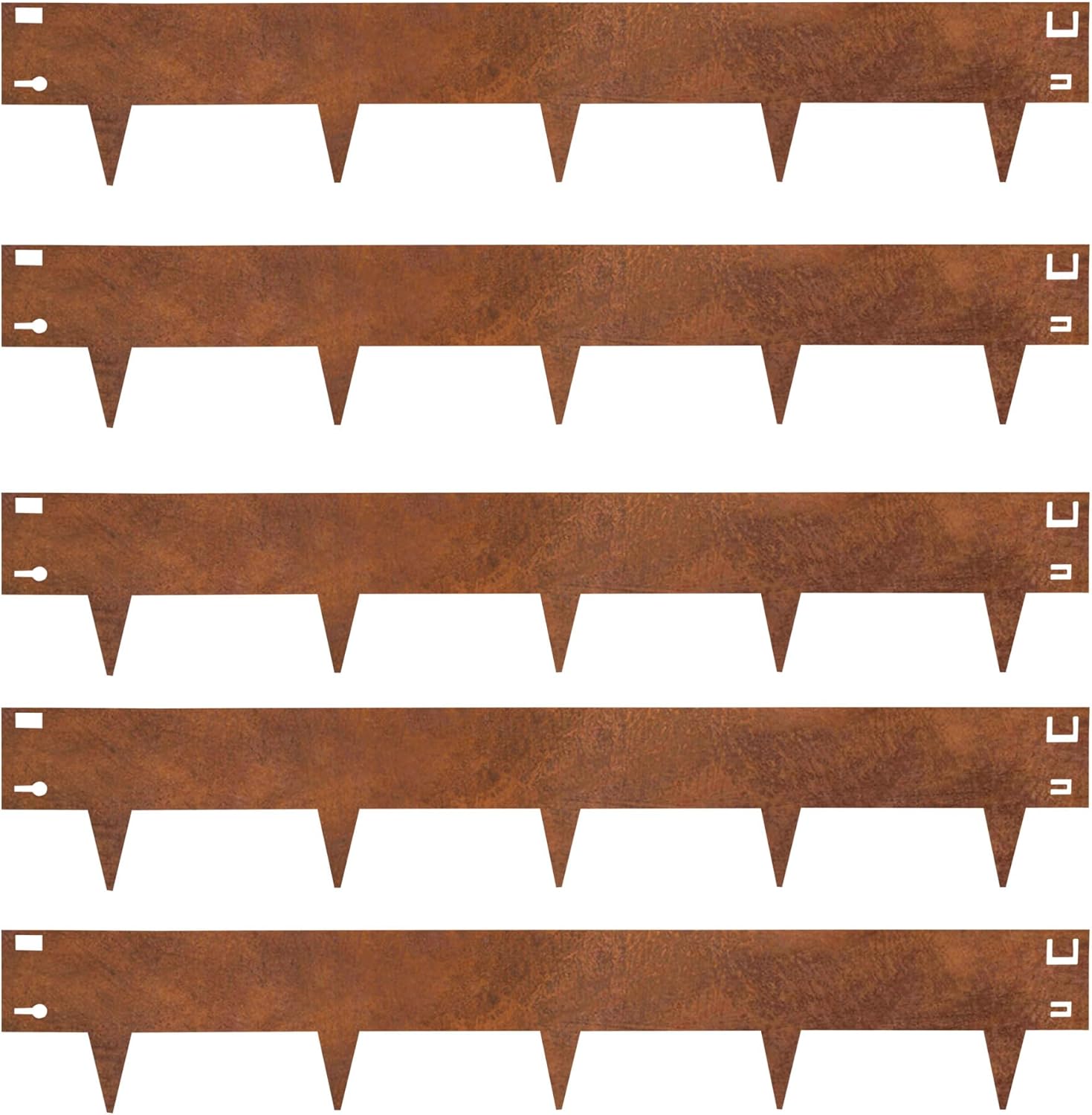 Corten Steel Rust Landscape Edging Border, 5 Pack 42”L x 7”H Weather Resistant Bendable Metal Garden Lawn Edging for Landscaping, Yard Pathway (16.5 Ft Total)